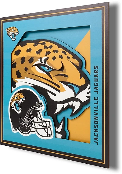 YouTheFan Jacksonville Jaguars 3-D Logo Series 12 in x 12 in Wall Art
