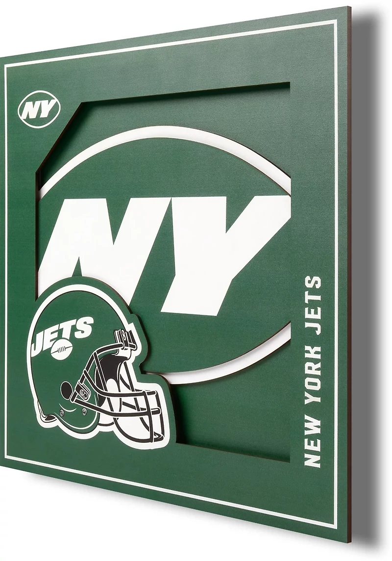 YouTheFan New York Jets 3-D Logo Series 12 in x 12 in Wall Art