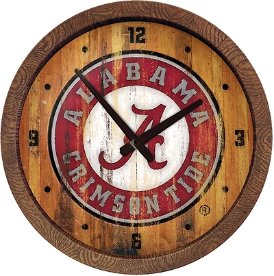 The Fan-Brand University of Alabama School Seal Weathered Faux Barrel Top Clock