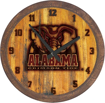 The Fan-Brand University of Alabama AL Logo Branded Faux Barrel Top Clock