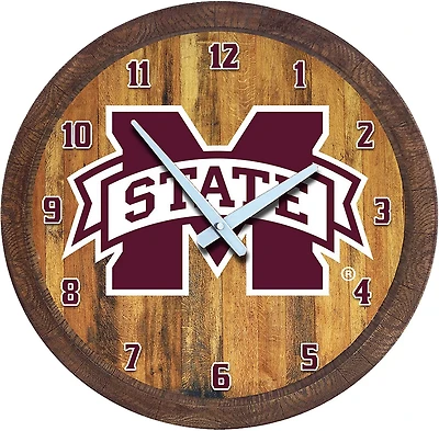 The Fan-Brand Mississippi State University Faux Barrel Top Clock