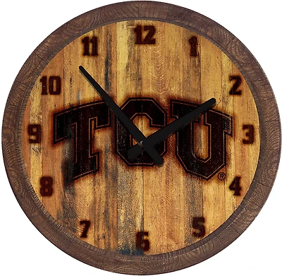 The Fan-Brand Texas Christian University Branded Faux Barrel Top Clock