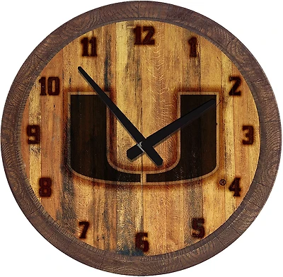 The Fan-Brand University of Miami Branded Faux Barrel Top Clock