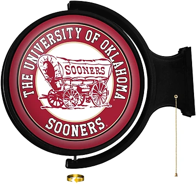 The Fan-Brand University of Oklahoma Schooner Round Rotating Lighted Sign