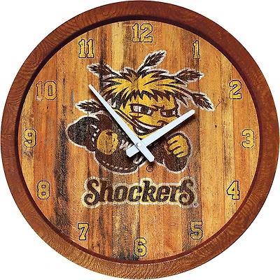 The Fan-Brand Wichita State University Weathered Faux Barrel Top Clock