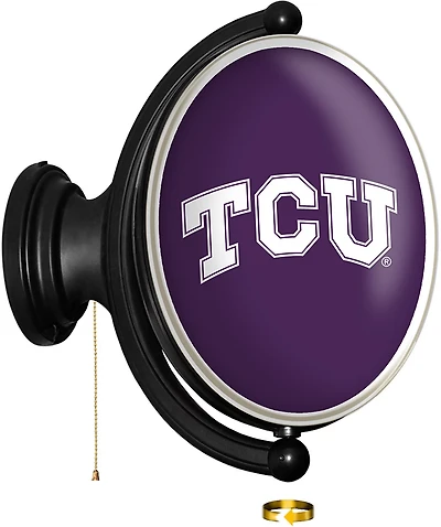 The Fan-Brand Texas Christian University Oval Round Rotating Lighted Sign