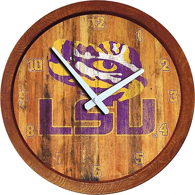 The Fan-Brand Louisiana State University Weathered Faux Barrel Top Clock