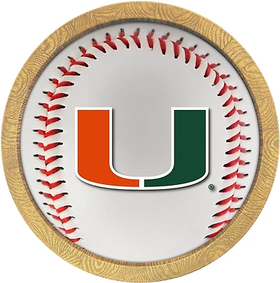 The Fan-Brand University of Miami Baseball Faux Barrel Frame Sign