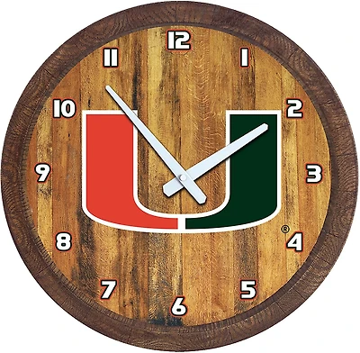 The Fan-Brand University of Miami Faux Barrel Top Clock