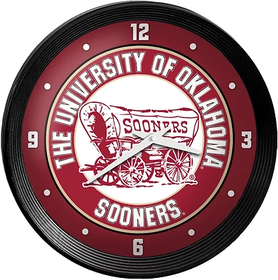 The Fan-Brand University of Oklahoma Wagon Ribbed Wall Clock