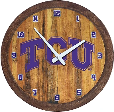 The Fan-Brand Texas Christian University Faux Barrel Top Clock