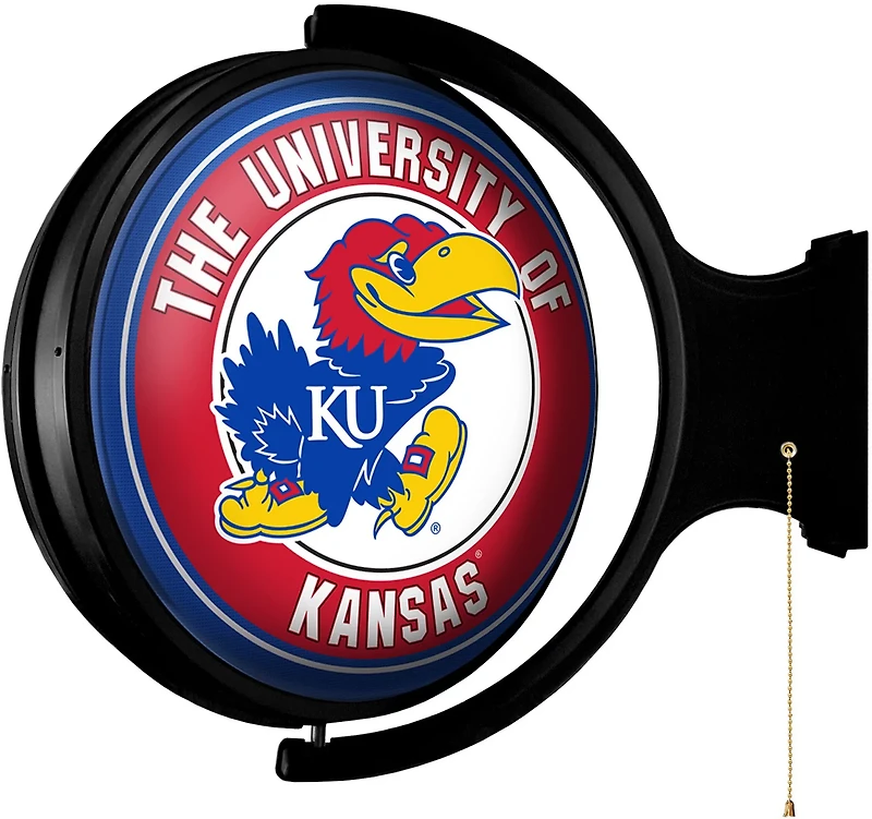 The Fan-Brand University of Kansas Round Rotating Lighted Sign