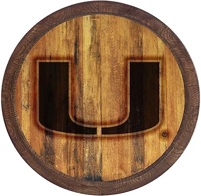 he Fan-Brand University of Miami Branded Faux Barrel Top Sign
