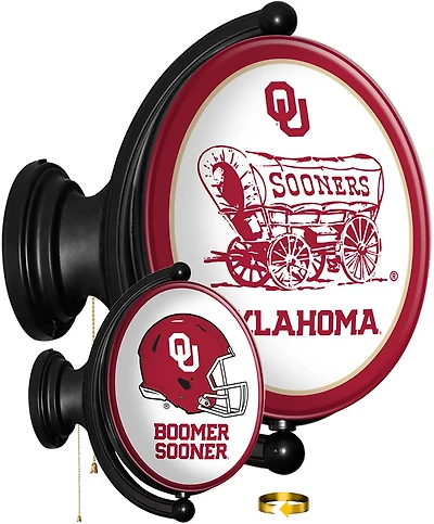 The Fan-Brand University of Oklahoma Double Sided Original Oval Rotating Lighted Sign