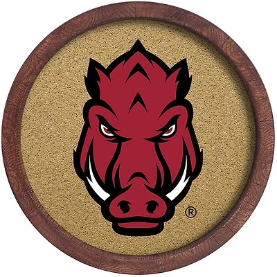 The Fan-Brand University of Arkansas Tusk “Faux” Barrel Framed Cork Board