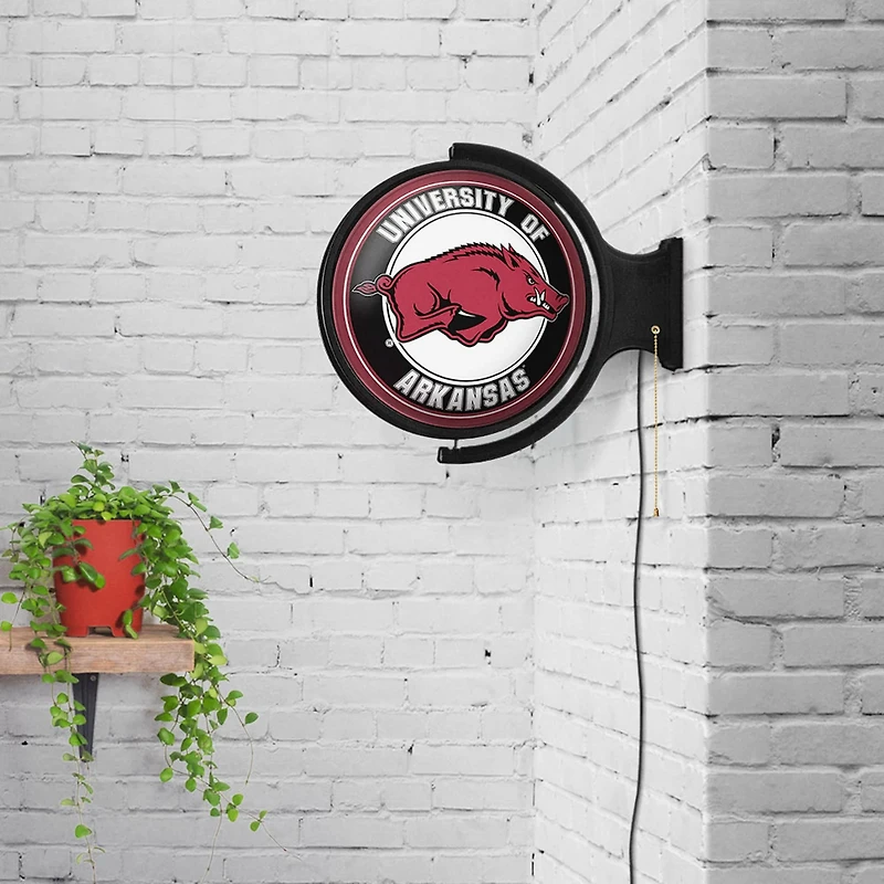 The Fan-Brand University of Arkansas Round Rotating Lighted Sign