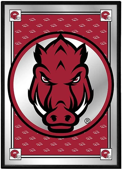 The Fan-Brand University of Arkansas Tusk Stare Team Spirit Framed Mirrored Wall Sign