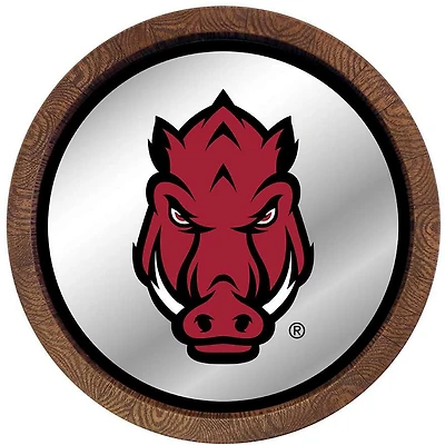The Fan-Brand University of Arkansas Tusk Stare Barrel Top Mirrored Sign