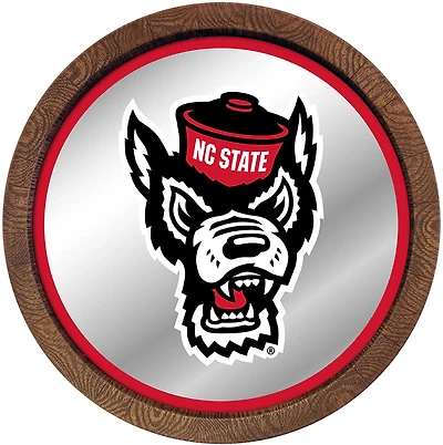 The Fan-Brand North Carolina State University Mascot Barrel Top Mirrored Sign