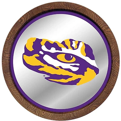 The Fan-Brand Louisiana State University Tiger Eye Faux Barrel Top Mirrored Sign