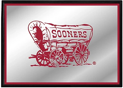 The Fan-Brand University of Oklahoma Wagon Framed Mirrored Wall Sign