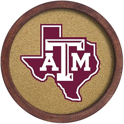 The Fan-Brand Texas A&M University State “Faux” Barrel Framed Cork Board