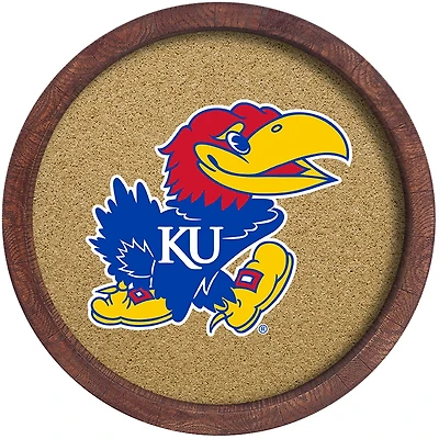 The Fan-Brand University of Kansas “Faux” Barrel Framed Cork Board