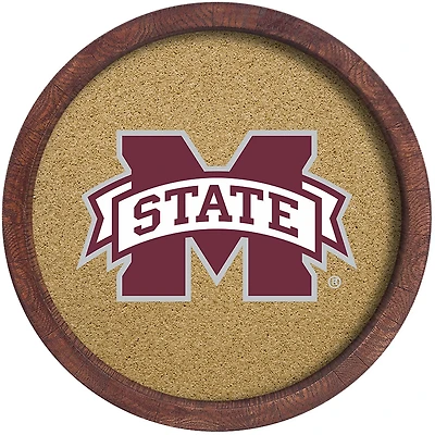 The Fan-Brand Mississippi State University “Faux” Barrel Framed Cork Board