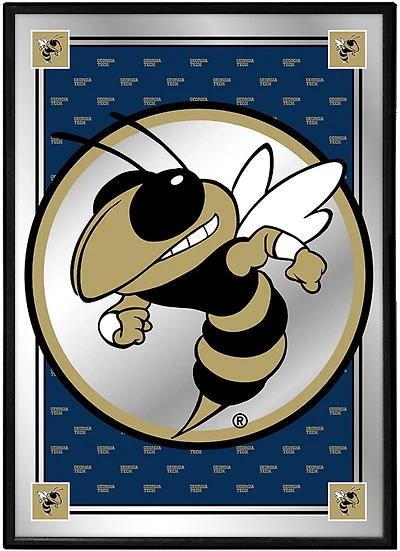 The Fan-Brand Georgia Tech Team Spirit Mascot Framed Mirrored Wall Sign