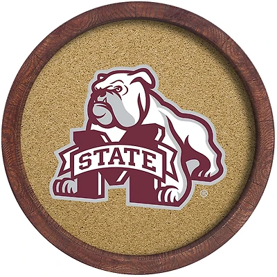 The Fan-Brand Mississippi State University Anchor Mascot “Faux” Barrel Framed Cork Board