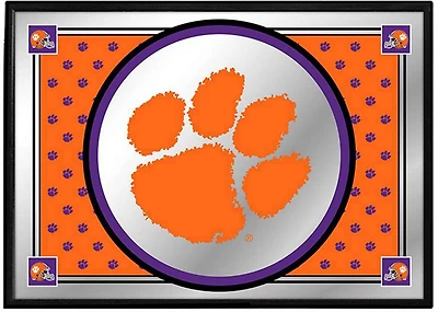 The Fan-Brand Clemson University Paw Print Team Spirit Framed Mirrored Wall Sign