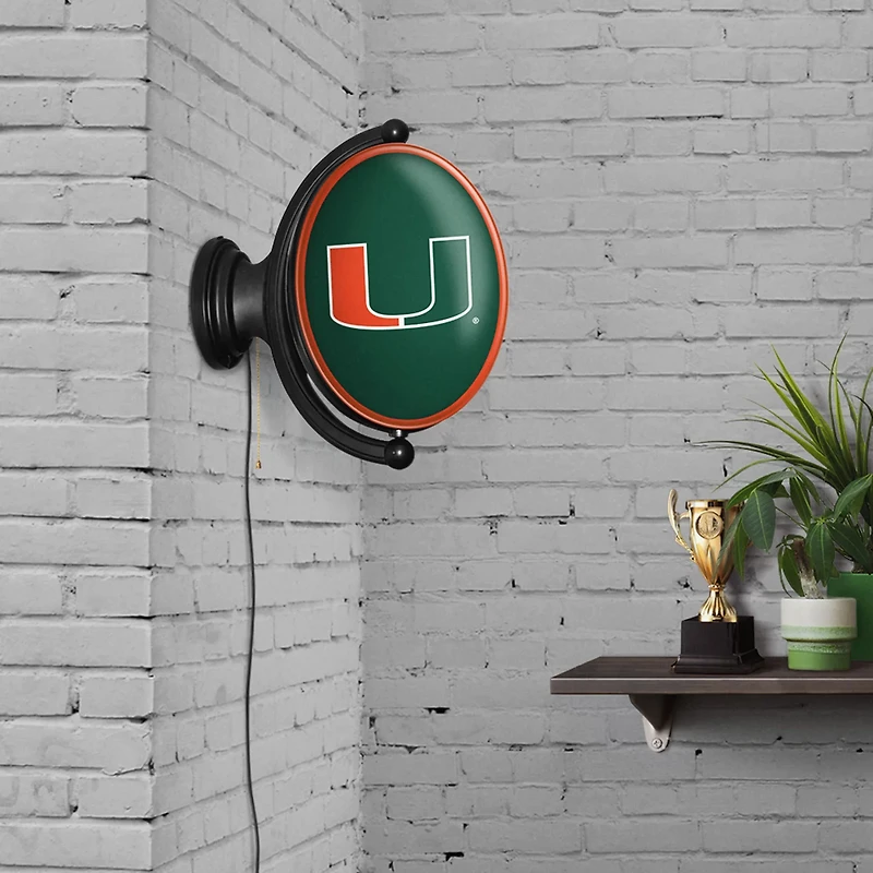 The Fan-Brand University of Miami Oval Rotating Lighted Sign
