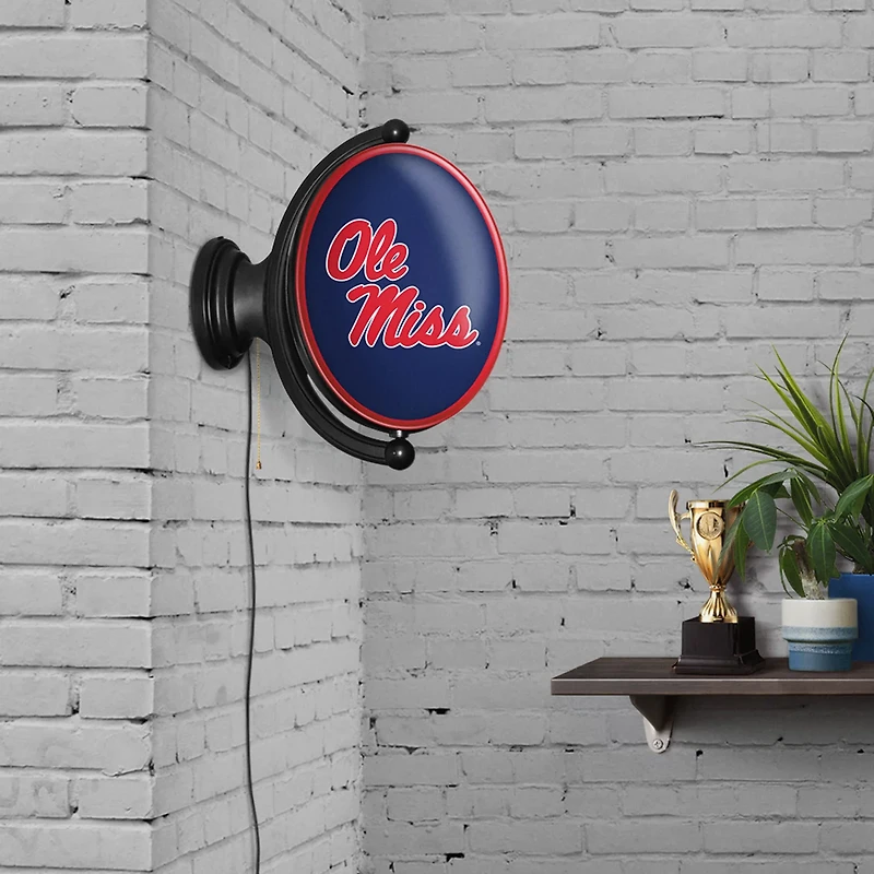 The Fan-Brand University of Mississippi Oval Rotating Lighted Sign
