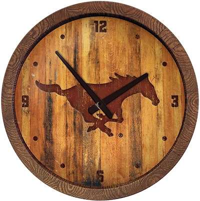 The Fan-Brand Southern Methodist University Branded Faux Barrel Top Clock
