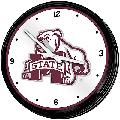 The Fan-Brand Mississippi State University Bulldog Retro Lighted Wall Clock