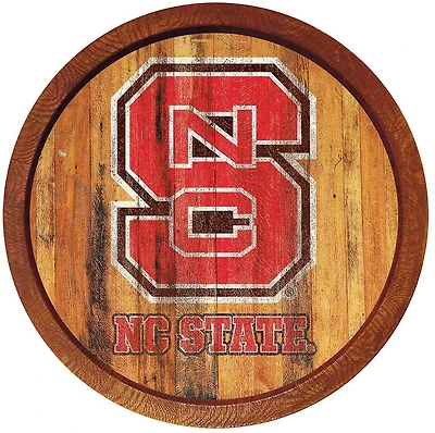 e Fan-Brand North Carolina State University Weathered Faux Barrel Top Sign