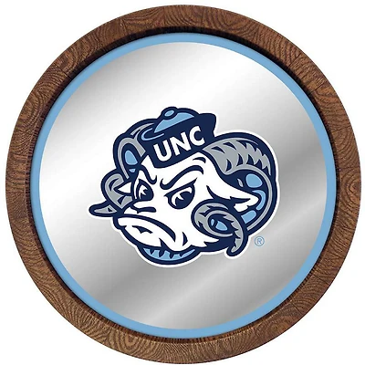 The Fan-Brand University of North Carolina Mascot Faux Barrel Top Mirrored Sign