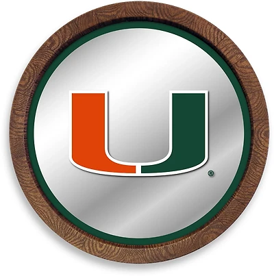 The Fan-Brand University of Miami Faux Barrel Top Mirrored Sign
