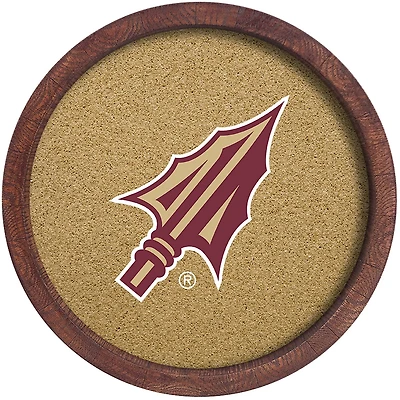 The Fan-Brand Florida State University Arrowhead “Faux” Barrel Framed Cork Board
