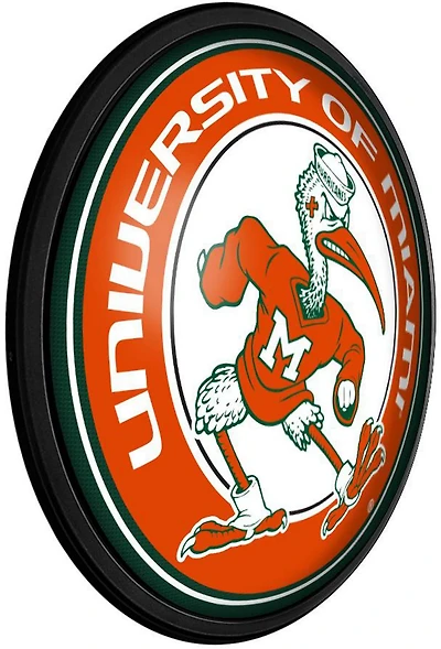 The Fan-Brand University of Miami Mascot Round Slimline Lighted Wall Sign