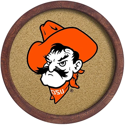 The Fan-Brand Oklahoma State University Logo “Faux” Barrel Framed Cork Board
