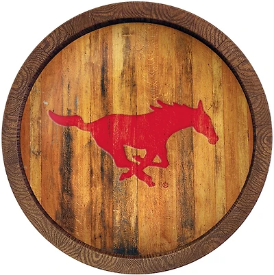 The Fan-Brand Southern Methodist University Weathered Faux Barrel Top Sign