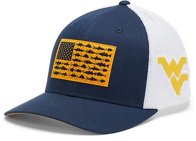 Columbia Sportswear Men's West Virginia University PFG Mesh Fish Flag Ball Cap