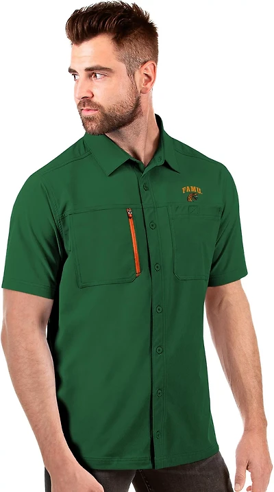 Antigua Men's Florida A&M University Kickoff Woven Fishing Shirt