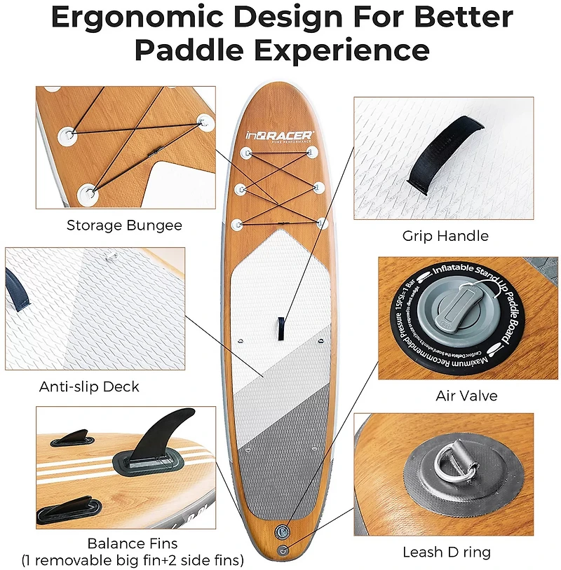 InQracer Inflatable 10 ft 6 in Stand Up Paddle Board