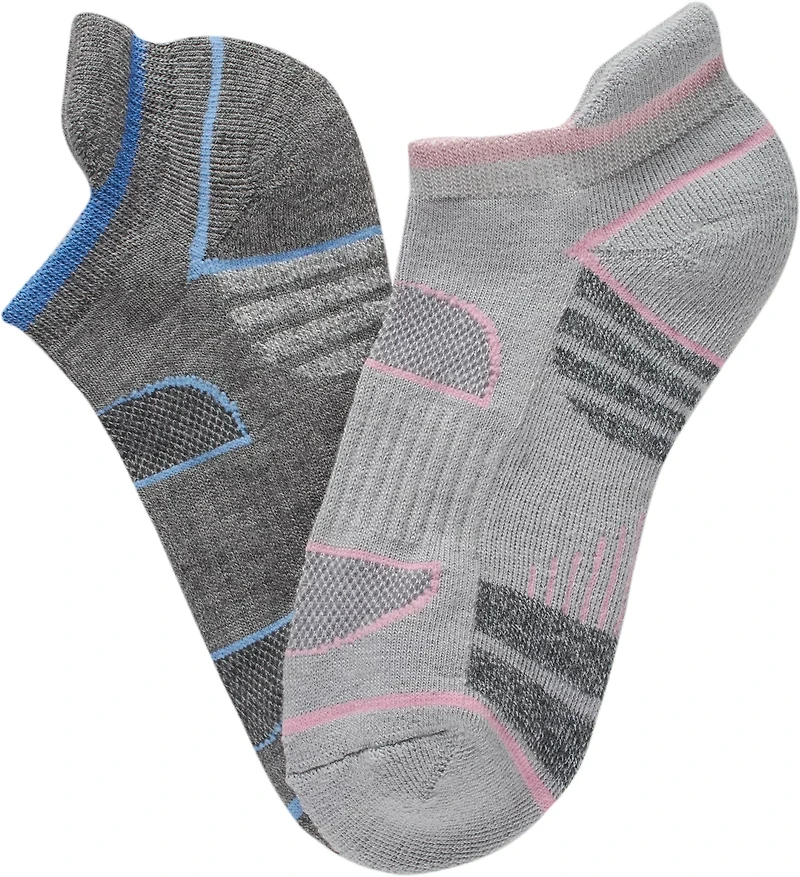 Magellan Outdoors Women's Mesh Stripe No-Show Socks 2-Pack