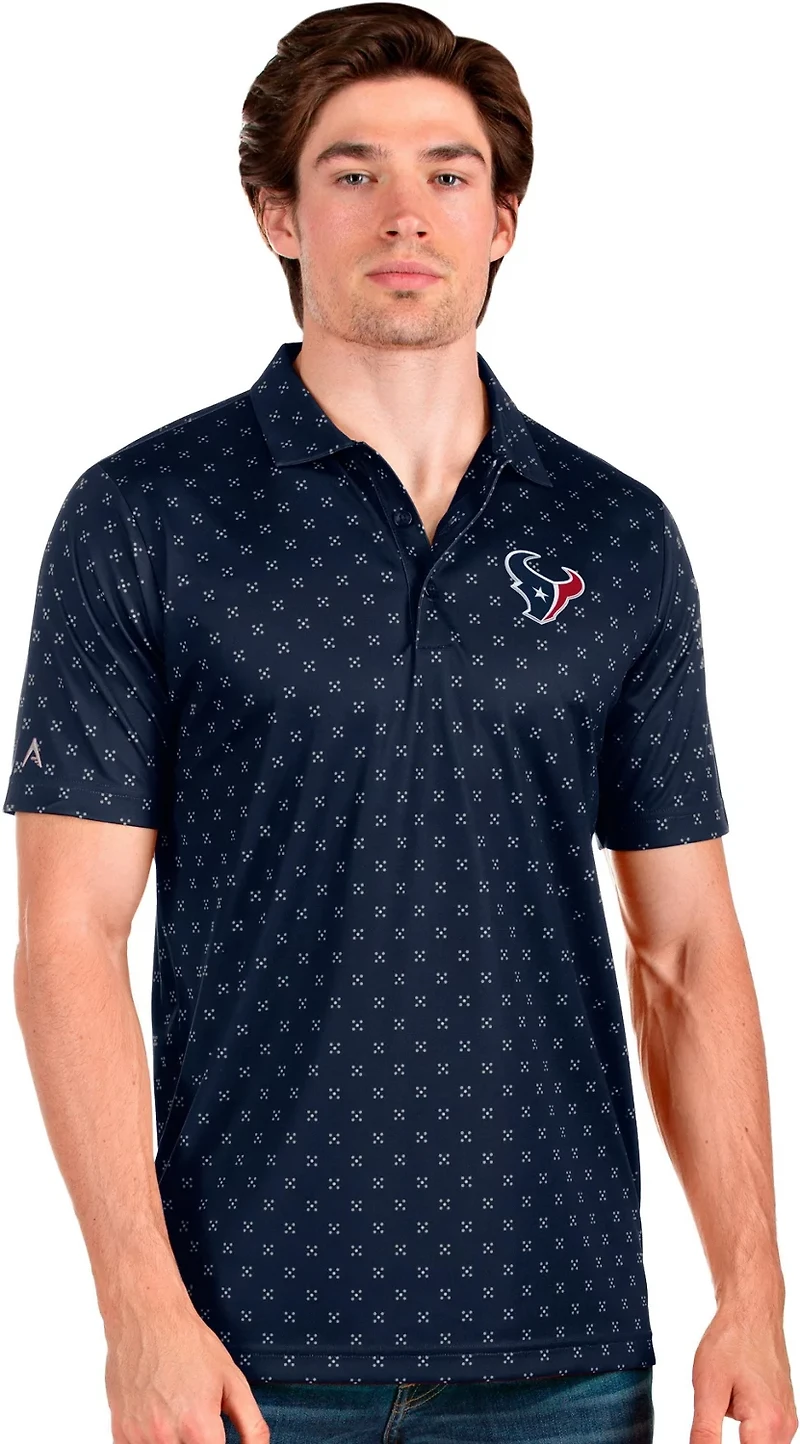 Antigua Men's Houston Texans Spark Short Sleeve Polo Shirt