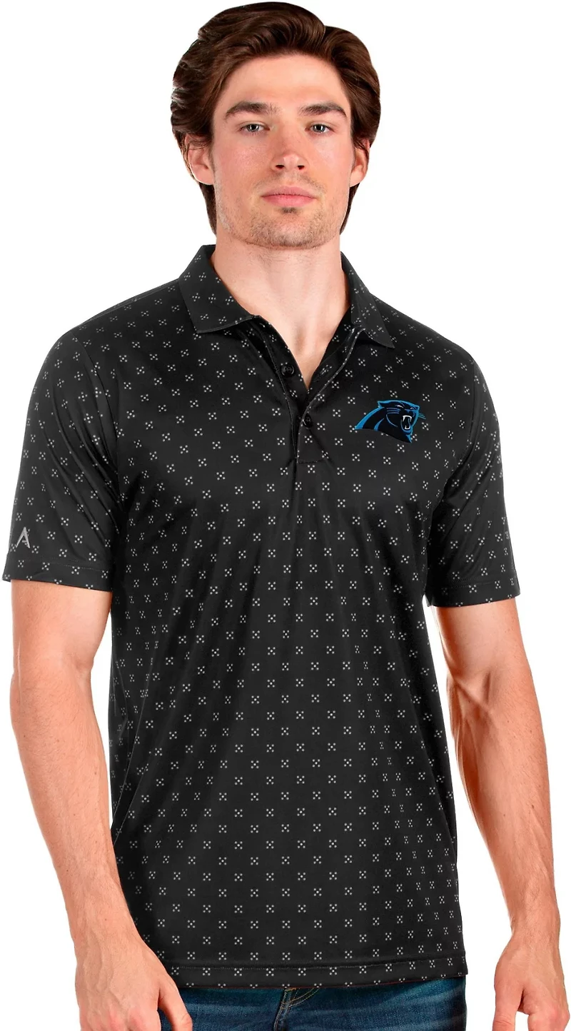 Antigua Men's Carolina Panthers Short Sleeve Polo Shirt