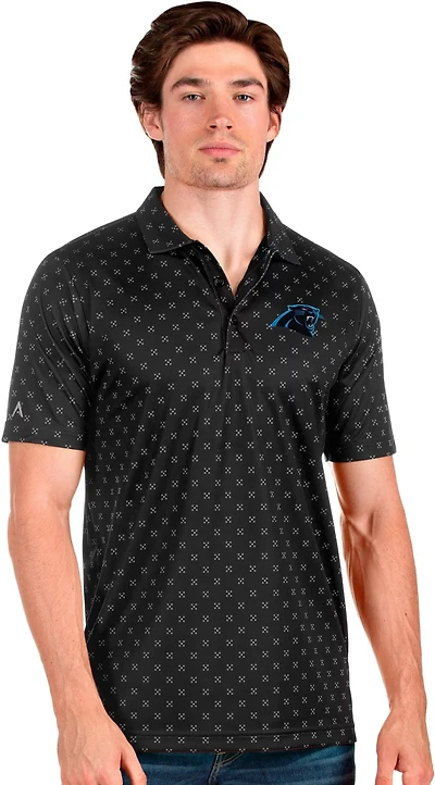 Antigua Men's Carolina Panthers Short Sleeve Polo Shirt