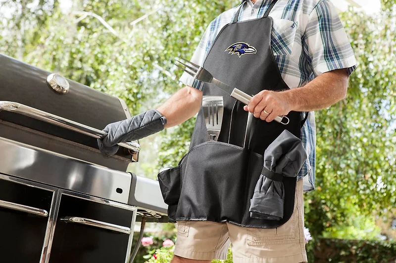 Picnic Time Baltimore Ravens BBQ Apron Tote Pro Grill Set